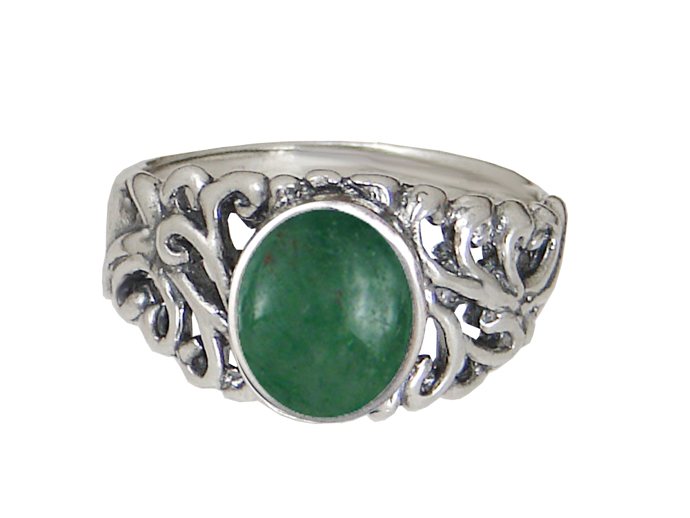 Sterling Silver Gemstone Ring With Jade Size 6